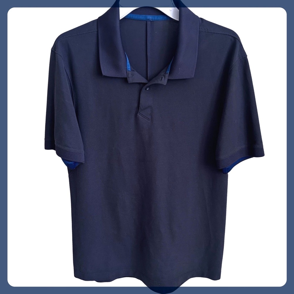 Lululemon Men's Navy Blue Polo‎ Shirt Short Sleeve Athleisure